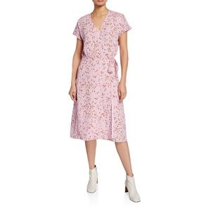 DKNY Light Pink Floral Tie-Waist Wrap Dress Women Size Medium